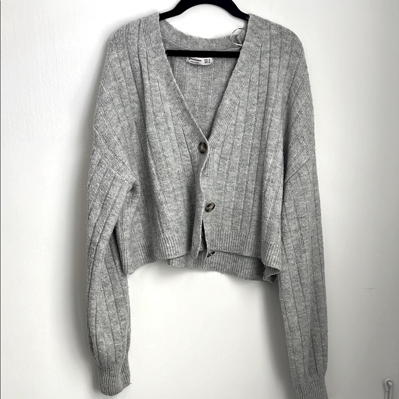 Gray Ribbed Cardigan by Stradivarius - Picture 1 of 7